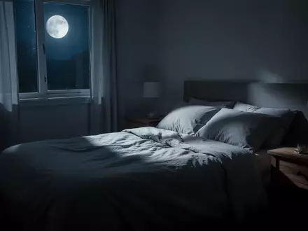 Ein ruhig gestaltetes Schlafzimmer bei Nacht mit sanftem Mondlicht, das eine Atmosphäre der Erholung und des Tiefschlafs vermittelt. - Foto: über boerse-global.de