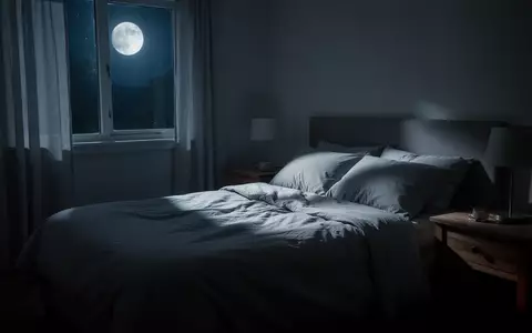Ein ruhig gestaltetes Schlafzimmer bei Nacht mit sanftem Mondlicht, das eine AtmosphĂ€re der Erholung und des Tiefschlafs vermittelt. - Foto: ĂŒber boerse-global.de