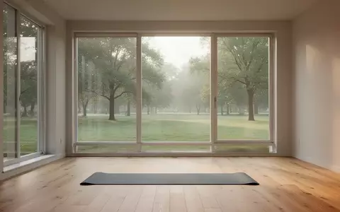 Ein heller, minimalistischer Raum mit einer Yoga-Matte und Blick in einen ruhigen, grünen Park. - Foto: über boerse-global.de