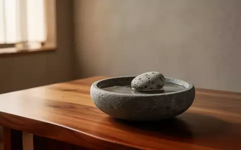 Ein minimalistischer, ruhiger Raum mit einem glatten Holzuntergrund, einer Wasserschale und einem Stein zur Entspannung. - Foto: ĂĽber boerse-global.de