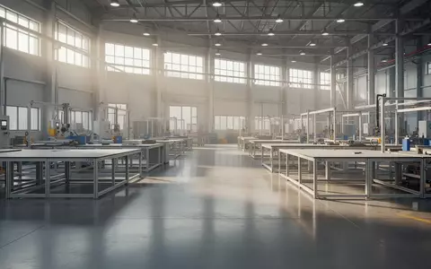 Eine leere, moderne Industriehalle mit polierten Betonböden und einfallendem Tageslicht als Symbol für den Arbeitsmarkt. - Foto: über boerse-global.de