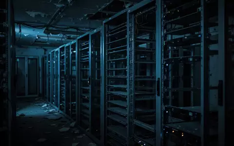 Dunkler, verlassener Serverraum mit leeren Serverschränken in blauem Licht als Symbol für die Zerschlagung eines Cybercrime-Netzwerks. - Foto: über boerse-global.de