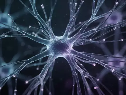 Abstrakte Visualisierung eines neuronalen Netzwerks mit leuchtenden Verbindungen in Blau- und Violetttönen. - Foto: über boerse-global.de