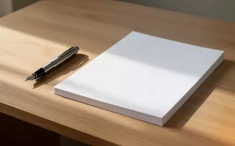 Ein minimalistischer Schreibtisch aus hellem Eichenholz mit einem Füllfederhalter und einem Stapel leerem Briefpapier. - Foto: über boerse-global.de