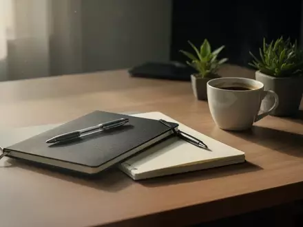 Symbolic image: tidy desk with a notebook - Foto: über boerse-global.de