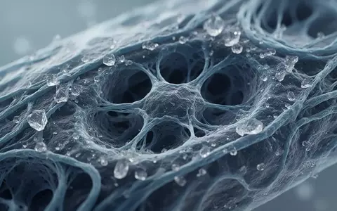 Mikroskopische Aufnahme von biologischem Gewebe mit feinen Faserstrukturen und mineralischen Ablagerungen. - Foto: über boerse-global.de