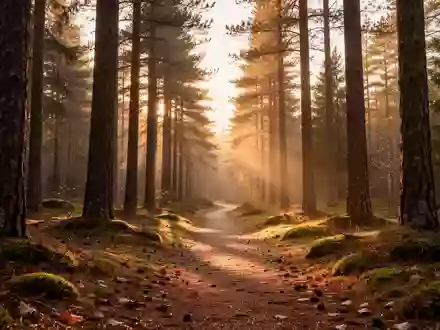 Ein sonnendurchfluteter Waldweg in den Morgenstunden, der Ruhe und Ausgeglichenheit ausstrahlt. - Foto: über boerse-global.de