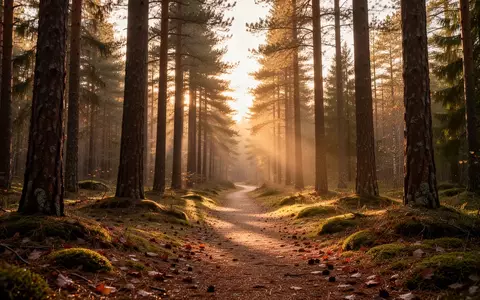 Ein sonnendurchfluteter Waldweg in den Morgenstunden, der Ruhe und Ausgeglichenheit ausstrahlt. - Foto: ĂŒber boerse-global.de