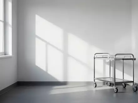 Ein steriler, minimalistischer Behandlungsraum in einer Klinik mit klarem, natürlichem Licht und leeren Oberflächen. - Foto: über boerse-global.de