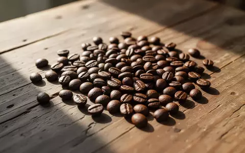 Nahaufnahme von gerösteten Kaffeebohnen auf einer rustikalen Holzoberfläche bei natürlichem Lichteinfall. - Foto: über boerse-global.de
