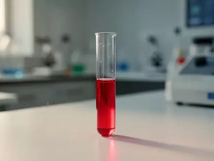 Eine medizinische Laborprobe in einem Glasröhrchen auf einer sterilen Oberfläche, die Entzündungsprozesse symbolisiert. - Foto: über boerse-global.de