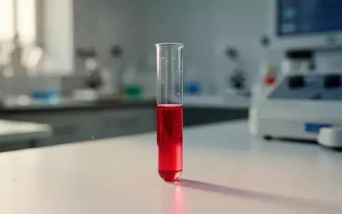 Eine medizinische Laborprobe in einem Glasröhrchen auf einer sterilen Oberfläche, die Entzündungsprozesse symbolisiert. - Foto: über boerse-global.de
