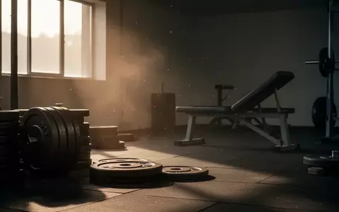 Leerer Hantelbereich in einem Fitnessstudio mit gestapelten Gewichtsscheiben im Morgenlicht. - Foto: über boerse-global.de