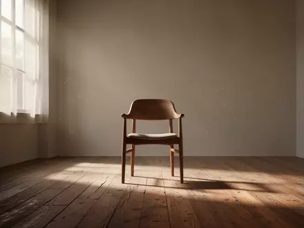 Ein minimalistischer, ruhiger Raum mit sanftem Tageslicht und einem leeren Holzstuhl, der eine Atmosphäre der Entspannung und bewussten Atmung vermittelt. - Foto: über boerse-global.de
