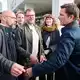 Vertreterinnen und Vertreter der Berliner Parteispitzen von Linken, Grünen und SPD haben sich erneut im Haus der Statistik in Berlin getroffen.  - Bild: Sebastian Christoph Gollnow/dpa