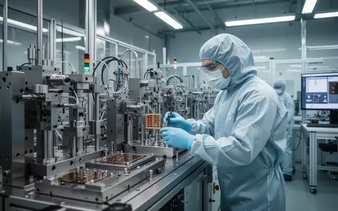 Ein Techniker in einem Reinraum überprüft moderne Inspektionsanlagen für eine Fabrik. - Foto: über boerse-global.de