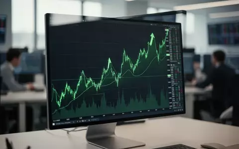 Ein moderner Monitor mit aufsteigenden Börsenkursen in einer professionellen Büroumgebung. - Foto: über boerse-global.de