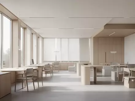 Modernes, helles und minimalistisches Büro-Interieur mit natürlichem Lichteinfall. - Foto: über boerse-global.de