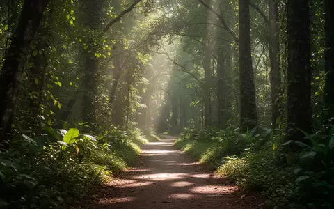 Ein sonnendurchfluteter Waldweg inmitten einer grĂŒnen, lebendigen Naturlandschaft. - Foto: ĂŒber boerse-global.de