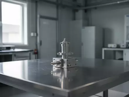 Ein minimalistischer, heller Laborraum mit einem glatten Metalltisch in einer sterilen Forschungsumgebung. - Foto: über boerse-global.de
