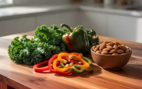 Frische grüne Gemüsesorten und Nüsse als Symbol für eine gesunde Ernährung auf einem Holztisch. - Foto: über boerse-global.de