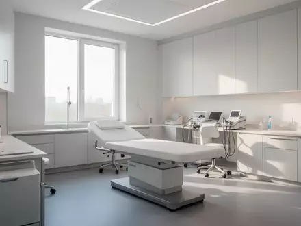 Ein heller, minimalistischer Behandlungsraum in einer modernen medizinischen Einrichtung mit ruhiger, steriler Atmosphäre. - Foto: über boerse-global.de