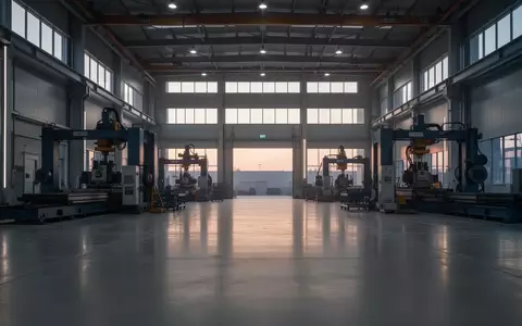 Eine leere, moderne Industriehalle mit automatisierten Maschinen in einer sterilen, aufgeräumten Umgebung. - Foto: über boerse-global.de