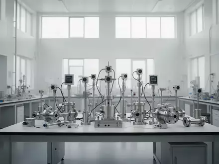 Ein minimalistisches, modernes Industrielabor mit metallischen Präzisionskomponenten und natürlichem Lichteinfall. - Foto: über boerse-global.de