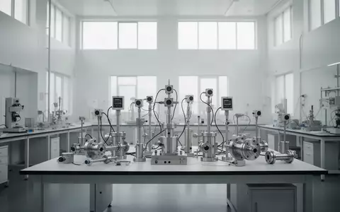 Ein minimalistisches, modernes Industrielabor mit metallischen Präzisionskomponenten und natürlichem Lichteinfall. - Foto: über boerse-global.de