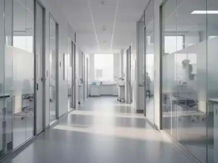 Ein minimalistischer, heller Korridor in einem modernen klinischen Forschungszentrum mit klaren architektonischen Linien. - Foto: über boerse-global.de