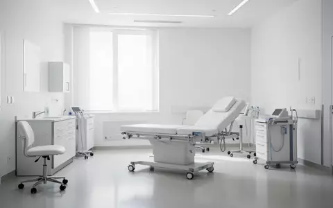 Ein heller, minimalistischer Behandlungsraum in einer modernen Klinik mit neutraler Einrichtung und natürlichem Tageslicht. - Foto: über boerse-global.de