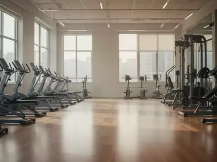 Leerer Fitnessraum mit Sportgeräten in natürlichem Licht, ohne Personen. - Foto: über boerse-global.de