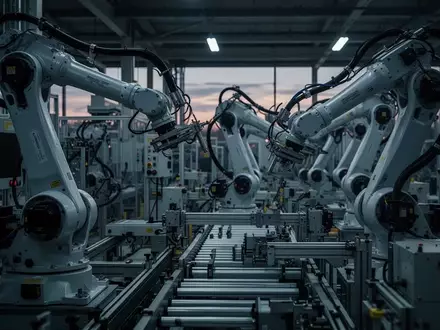 Symbolic image: industrial robots on a production line - Foto: über boerse-global.de