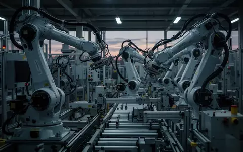 Symbolic image: industrial robots on a production line - Foto: über boerse-global.de