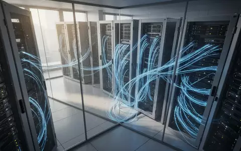 Moderne Serverräume mit leuchtenden Glasfaserkabeln in einem High-Tech-Rechenzentrum. - Foto: über boerse-global.de