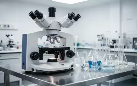 Ein steriler, modern ausgestatteter medizinischer Laborarbeitsplatz mit einem Mikroskop und gläsernen Laborgefäßen. - Foto: über boerse-global.de