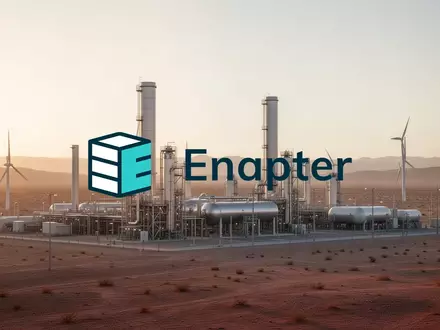 Moderne Wasserstoff-Elektrolyseanlage in einer Wüstenlandschaft bei Sonnenuntergang - Foto: über boerse-global.de