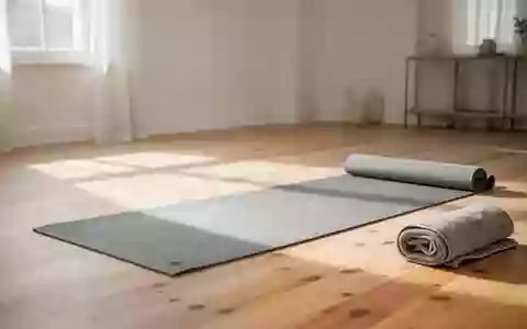 Ein heller, minimalistischer Übungsraum mit einer Yogamatte auf einem Holzboden, der eine ruhige und entspannte Atmosphäre vermittelt. - Foto: über boerse-global.de