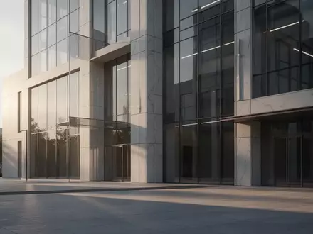 Ein modernes Bankgebäude aus Glas und Stein in der Morgensonne vor einem leeren Platz. - Foto: über boerse-global.de