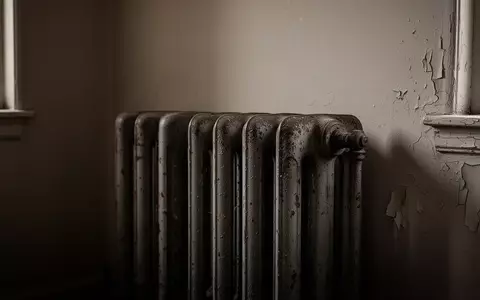 Ein alter, verwitterter Heizkörper an einer schlichten Zimmerwand in einer Wohnung. - Foto: über boerse-global.de