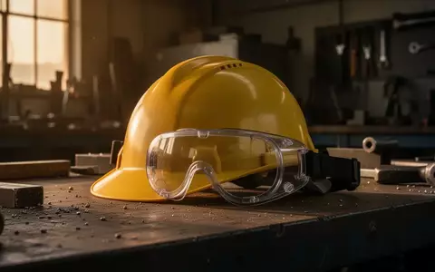 Symbolbild: Schutzhelm und Schutzbrille auf einer Werkbank - Foto: über boerse-global.de