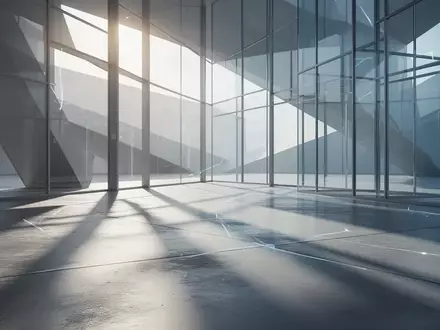 Abstrakte Architektur mit geometrischen Schattenwürfen auf einem Betonboden als Symbol für digitale Informationsströme. - Foto: über boerse-global.de