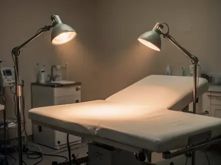 Ein heller, steriler Behandlungsraum in einer Klinik mit einer Liege, beleuchtet durch sanftes, fokussiertes Licht. - Foto: über boerse-global.de