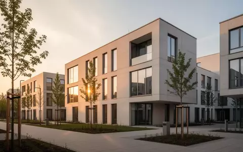 Moderne Wohnanlage in Berlin mit klarer Architektur bei sonnigem Licht - Foto: über boerse-global.de
