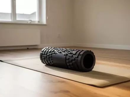 Eine Schaumstoffrolle auf einer Sportmatte in einem hellen, minimalistischen Physiotherapiestudio. - Foto: über boerse-global.de