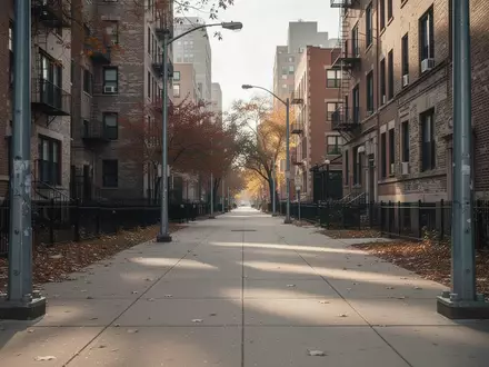 Ein leerer Bürgersteig in einem städtischen Wohnviertel in Chicago bei Tageslicht. - Foto: über boerse-global.de