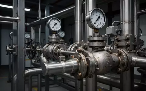 Nahaufnahme von komplexen industriellen Rohrleitungen, Ventilen und Metallstrukturen in einer technischen Anlage. - Foto: über boerse-global.de
