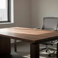 Ein heller, minimalistischer Arbeitsplatz mit einem leeren Schreibtisch und einem ergonomischen Bürostuhl in einem sonnendurchfluteten Raum. - Foto: über boerse-global.de