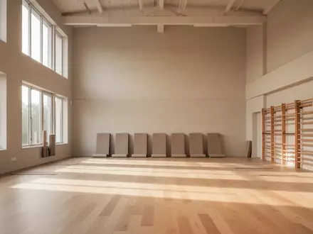 Ein heller, minimalistischer Sportraum mit Holzboden und Sportmatten in einer ruhigen Atmosphäre. - Foto: über boerse-global.de