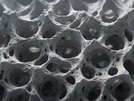 Detailaufnahme einer menschlichen Knochenstruktur mit poröser Mikroarchitektur in einer klinischen Laborumgebung. - Foto: über boerse-global.de